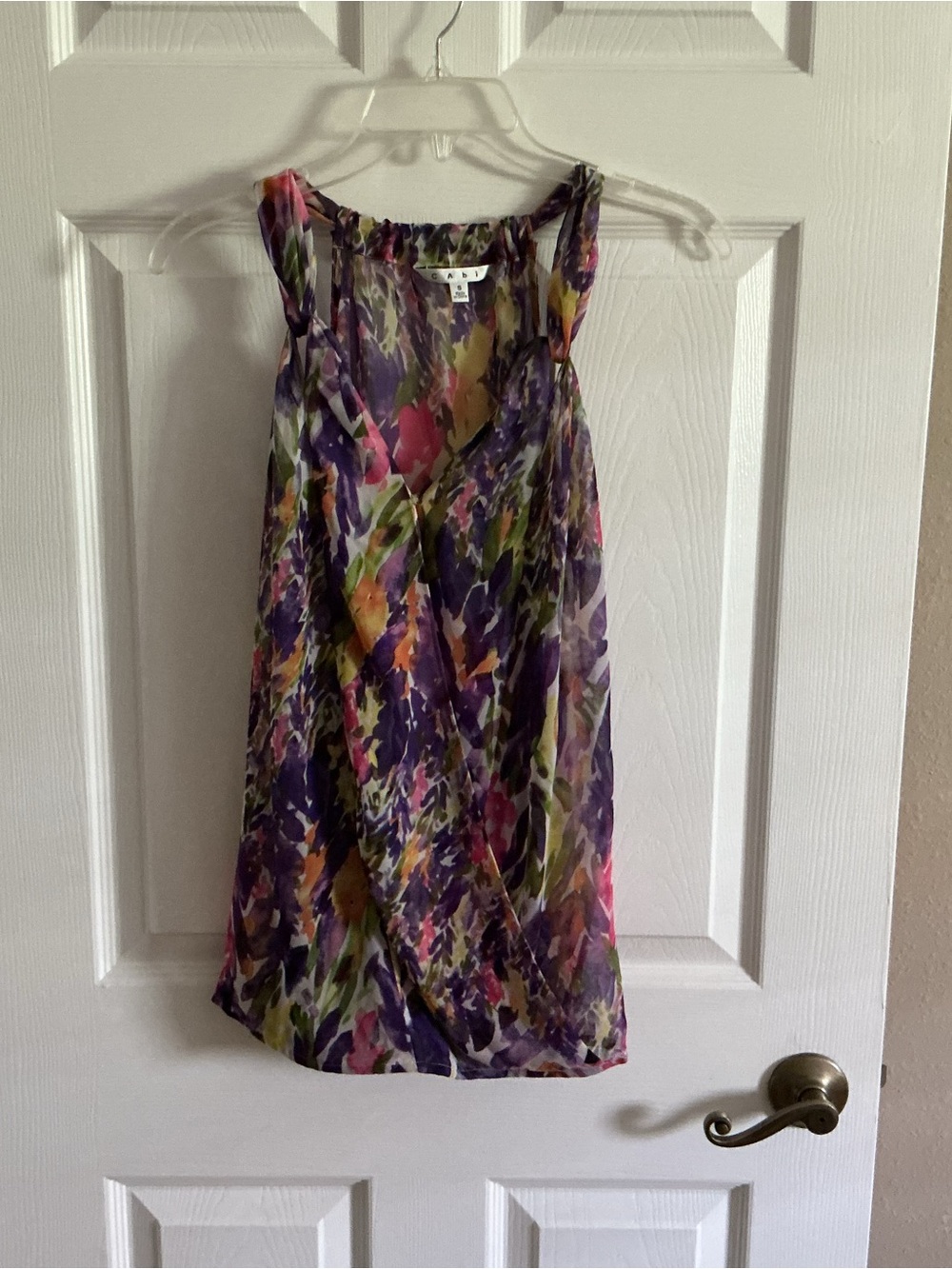 CABI “Petals” Watercolor Floral Sleeveless Blouse. Size S